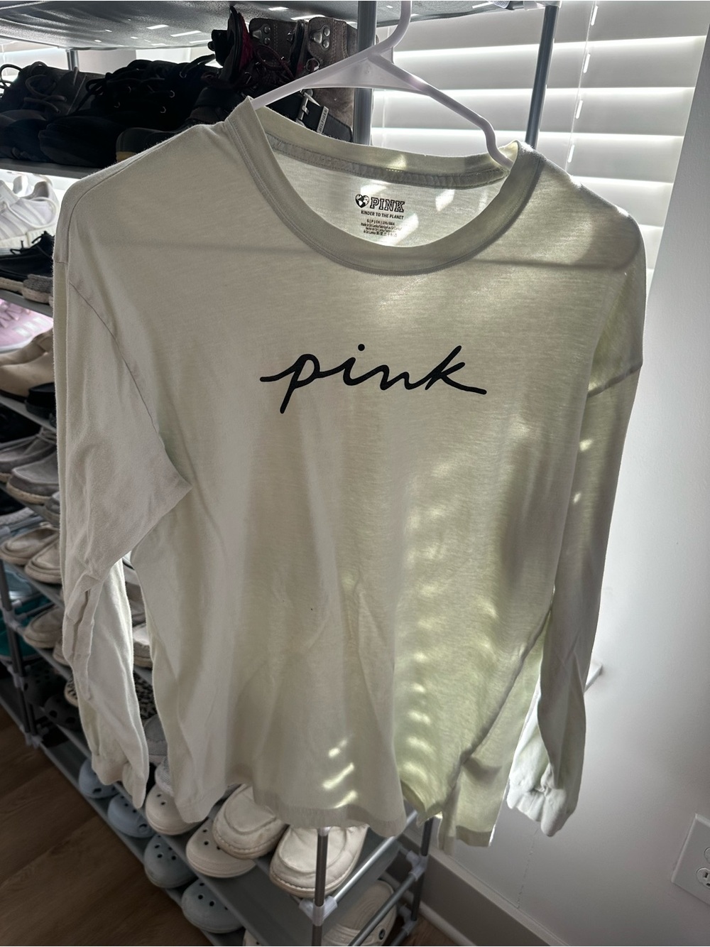 PINK Victoria's Secret Mint Blue Long Sleeve Crewneck with Black Script